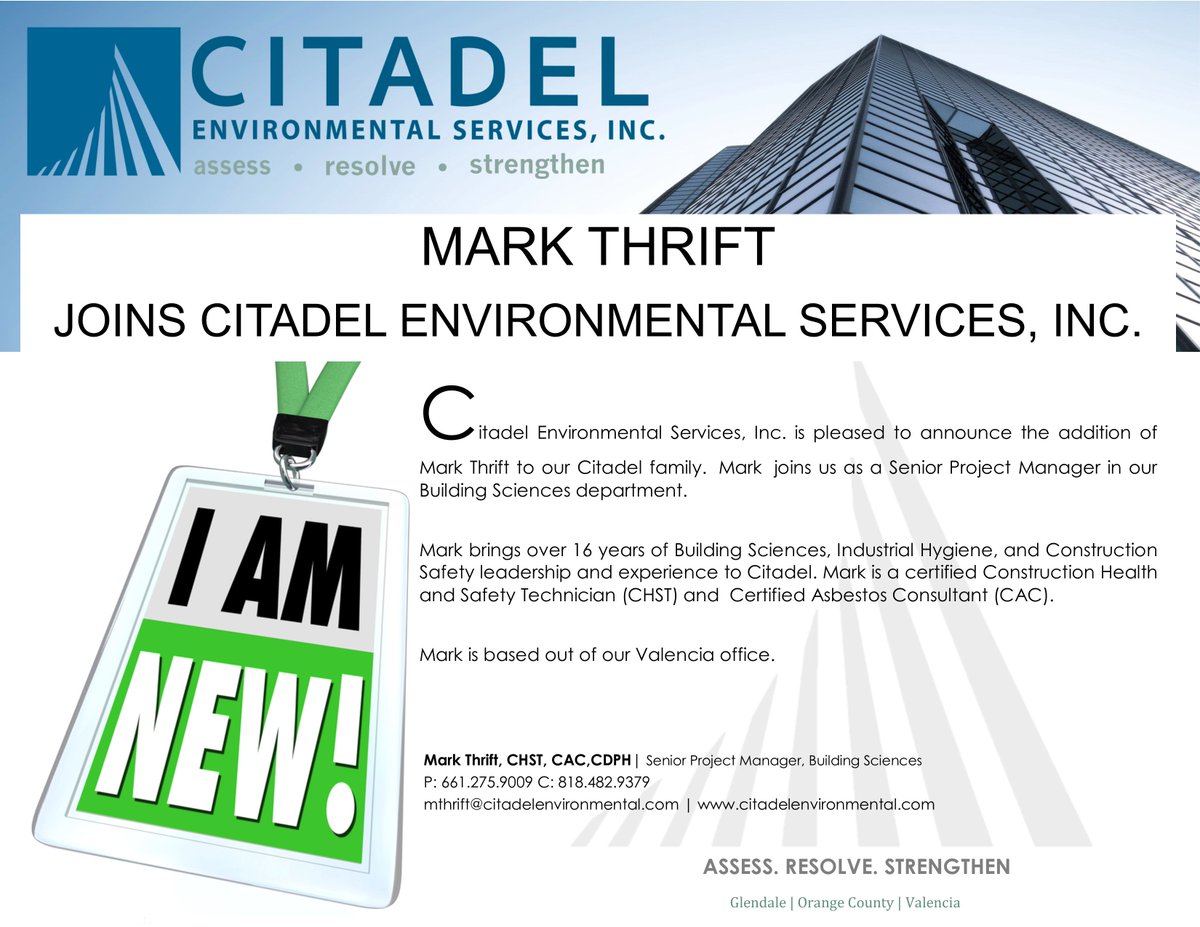 CitadelEnv's tweet photo. Welcome Mark!
#newhire #citadelenvironmental https://t.co/m5J3J1dKTr