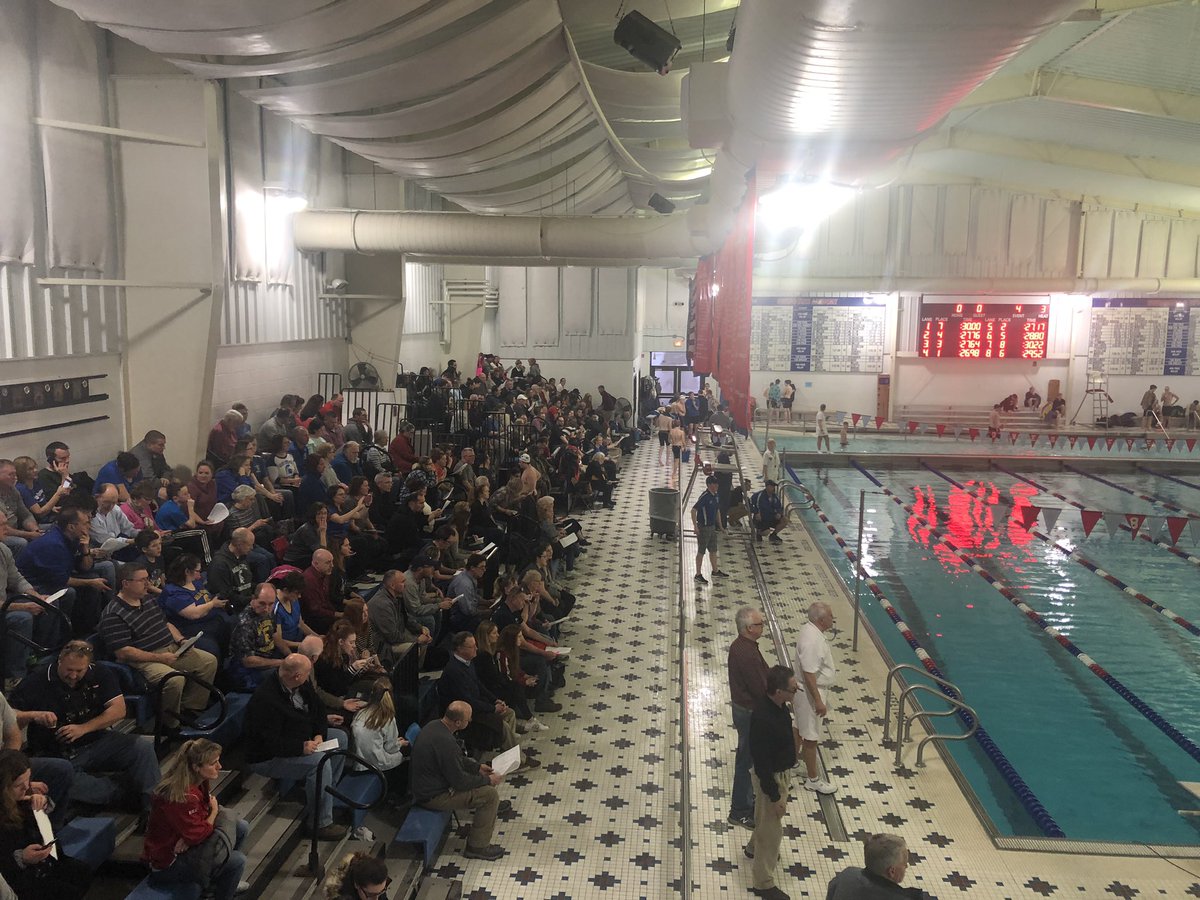 OFAAthletics1's tweet photo. Packed house at the OFA pool. @OFASwimDive hosting Section IV Class B Prelims.  Go Indians! @OAUpdate @Green__Corey @OFAPrincipal https://t.co/pKJkqlD3fm