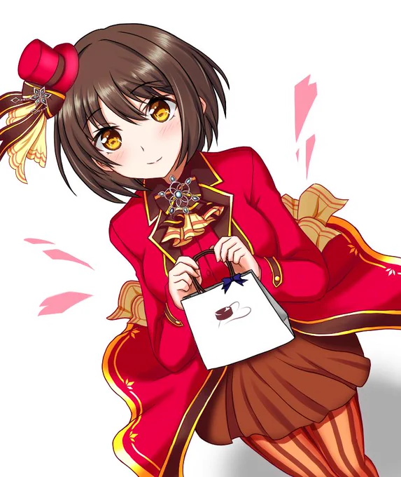 バレンタインなので至高の甘味衣装の茄子さん
モバの方では甘酒香る生チョコを貰えました 