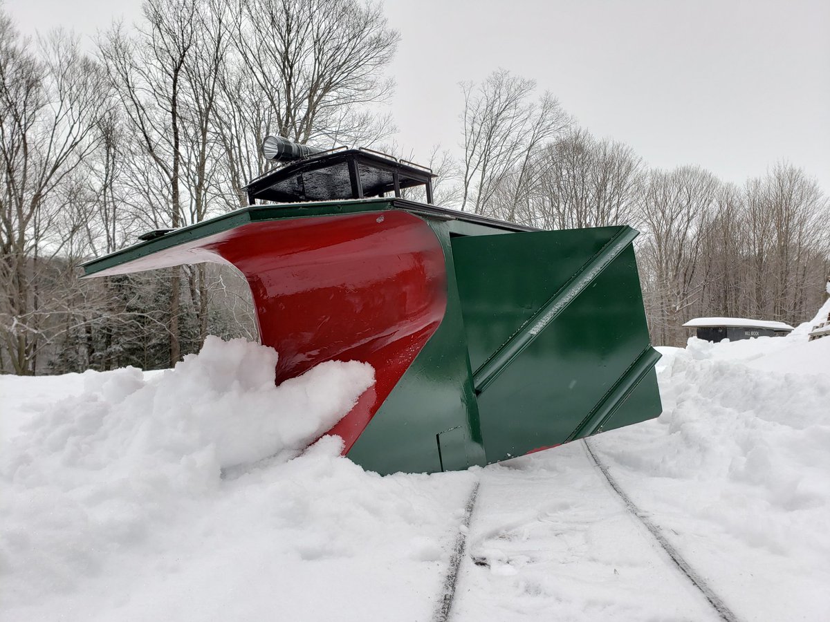 Mill Brook Railroad plow X-91. Sometimes, the is no safe speed. This plow came off on a frost heave at 2 MPH on the 7-1/4 inch gauge freight hauling MBRR. There was no damage and cleanup lasted 45 seconds. <a href="/mr_hobbyist/">Model-RR Hobbyist</a> <a href="/TrainsMagazine/">Trains Magazine</a> <a href="/AAR_FreightRail/">AAR</a>