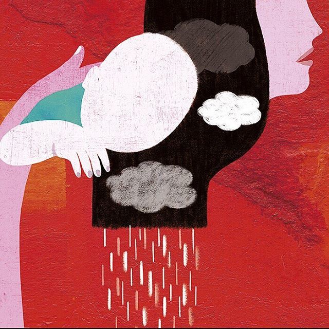 AnnaGodeassi's tweet photo. Sadness #postpartumdepression #postpartumdepressionsupport #storminside #editorialillustrations for @discoveriesmag thanks to @rappart and @bgdesignstudios https://t.co/1lakyrY0Qi https://t.co/2K9ROpuUNA
