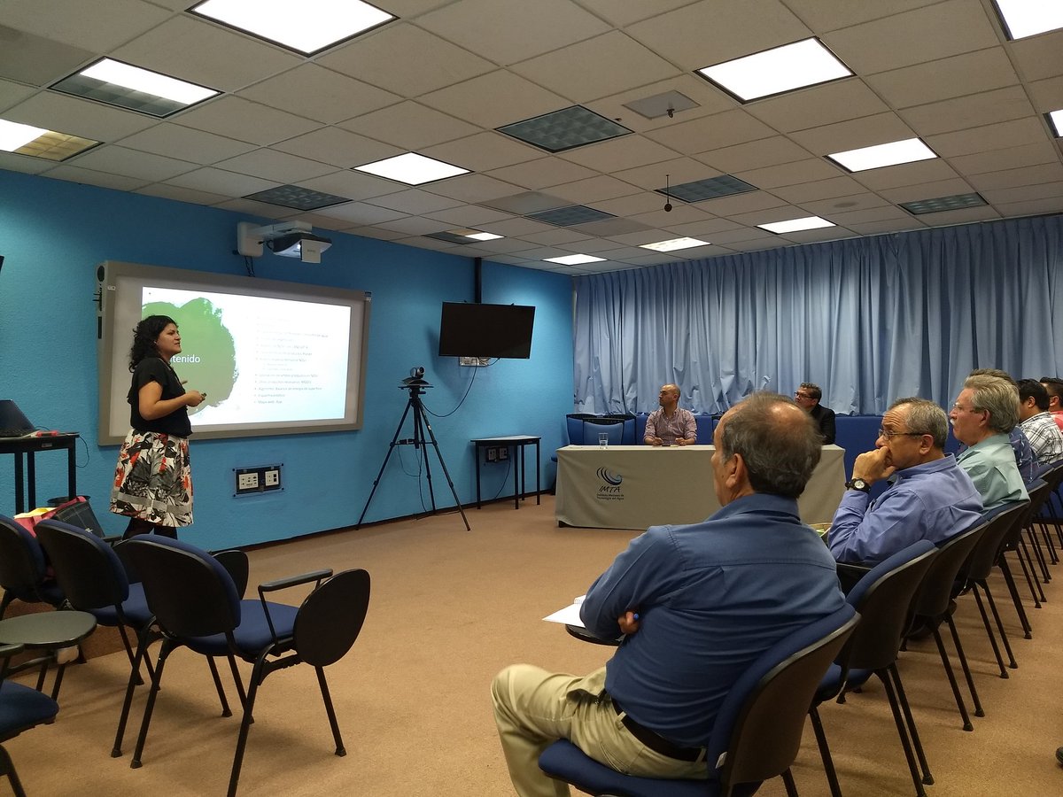IMTA_mx's tweet photo. Presentación del trabajo de investigación doctoral "Agricultura de riego asistida por satélites " de la  M.I. Talisia Anai Domínguez Sánchez. https://t.co/B0Y31jx7LJ
