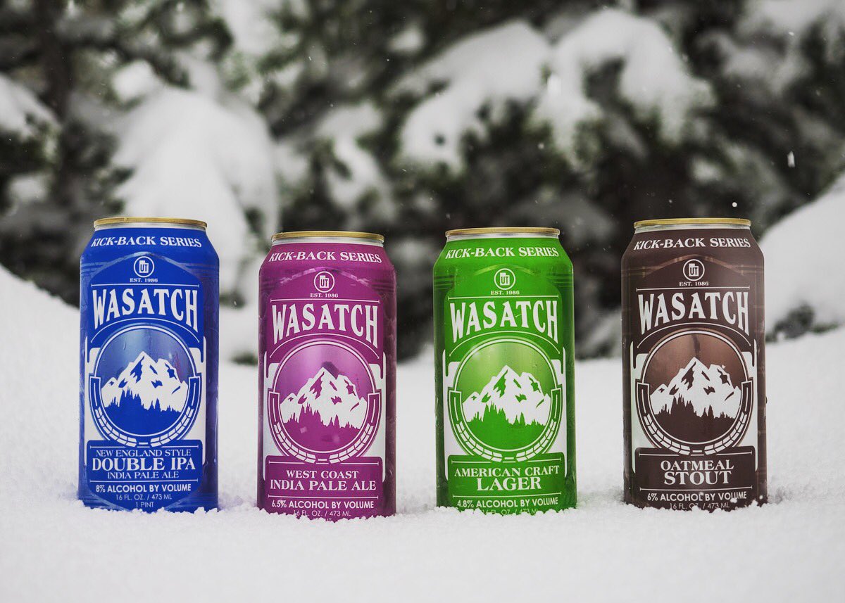 wasatchbeers's tweet photo. "The Kick-Back Series pays homage to the early days of Wasatch beer, adorned with the original crest that features Utah’s Wasatch mountains, and made lovingly by a brewer who still remembers those days." #WasatchBeers #KickBackSeries https://t.co/1BZjQzD3KO