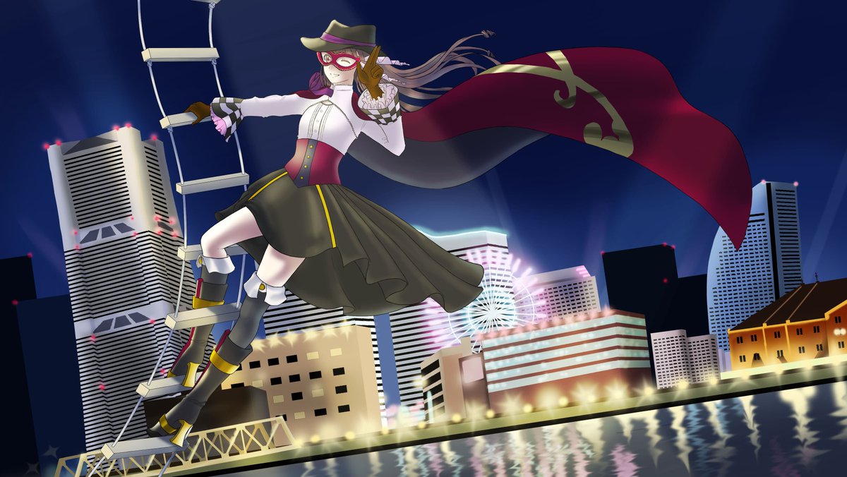 安田善巳 V Twitter 近内沙雪さんの 華麗に逃走中 怪盗ayaは横浜美術館で展示されていたお目当ての絵画を盗み終えてヘリで優雅に逃走中 Tca19 ルートレターイラストコンテスト