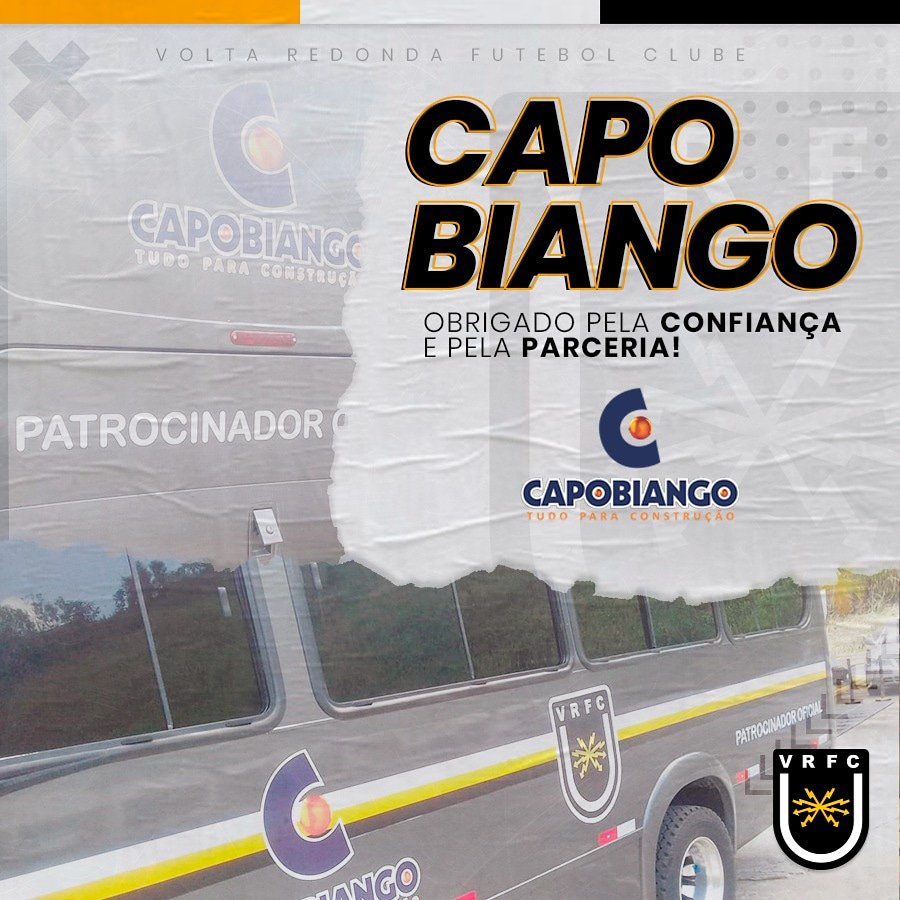VoltacoFC's tweet photo. Sempre presente, a Capobiango é uma das grandes parceiras das categorias de base do Volta Redonda. Obrigado por fortalecer cada vez mais o nosso Esquadrão de Aço. TMJ!!!💛🖤

#EuSouVoltaço #EsquadrãoDeAço #Capobiango https://t.co/4aKWQ7nb2E