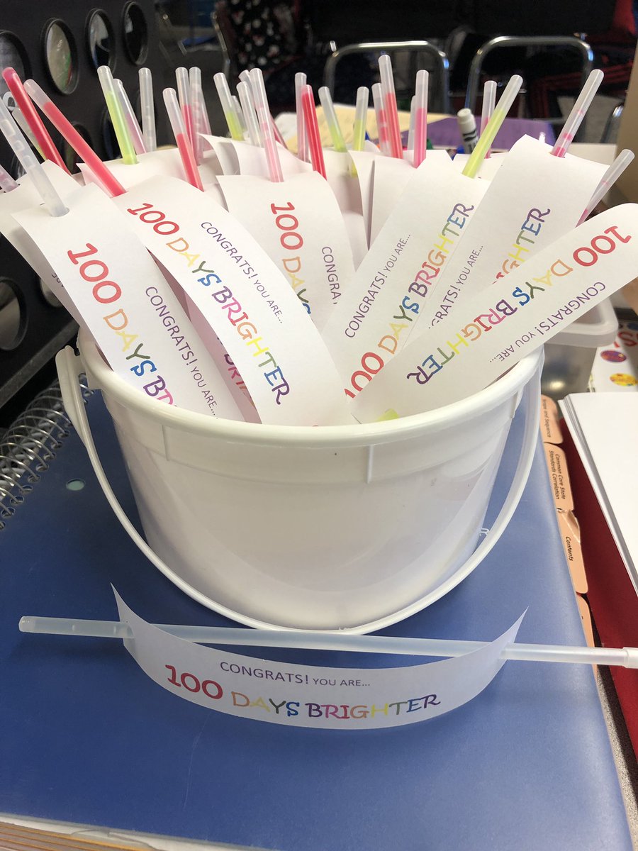 CichowskiMiss's tweet photo. Happy 100th day of school! You are 100 days BRIGHTER! #glowsticks @MONTYOHES https://t.co/zRiYdaGM7k