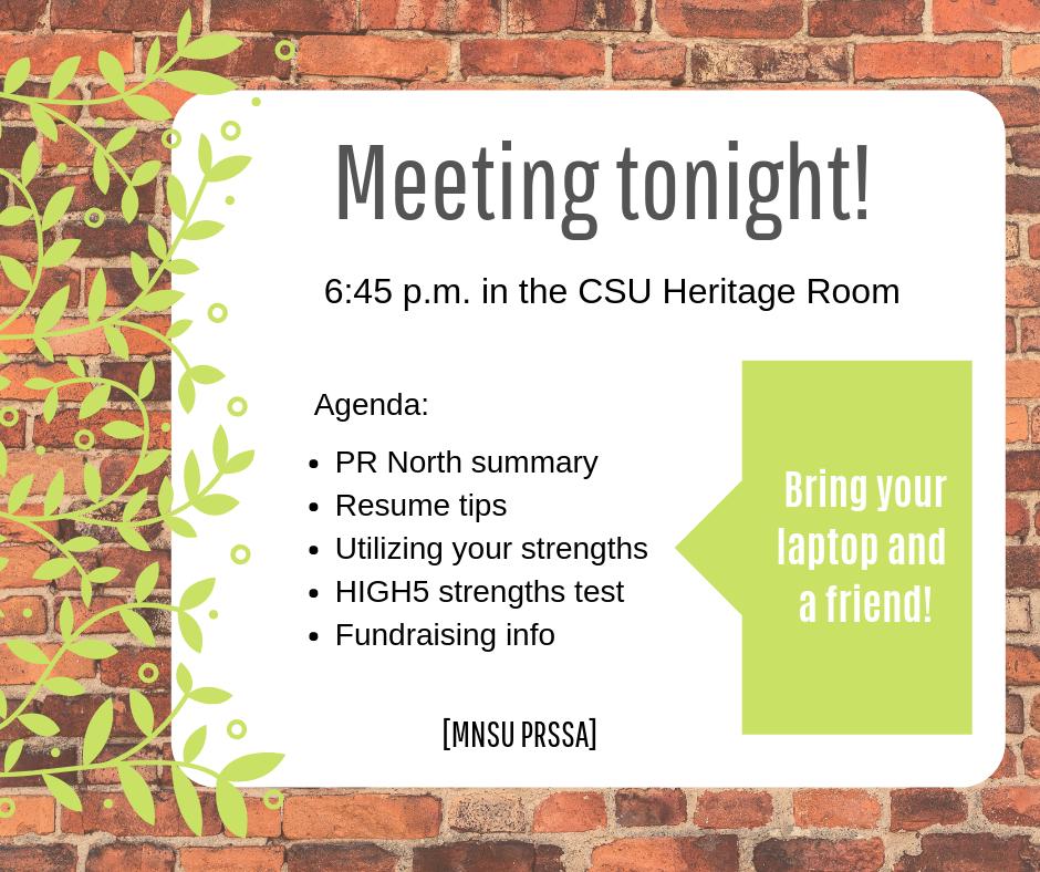 mnsuPRSSA's tweet photo. Hope to see you there! #PRSSA #mnsuPRSSA https://t.co/cGHGbNPo5I