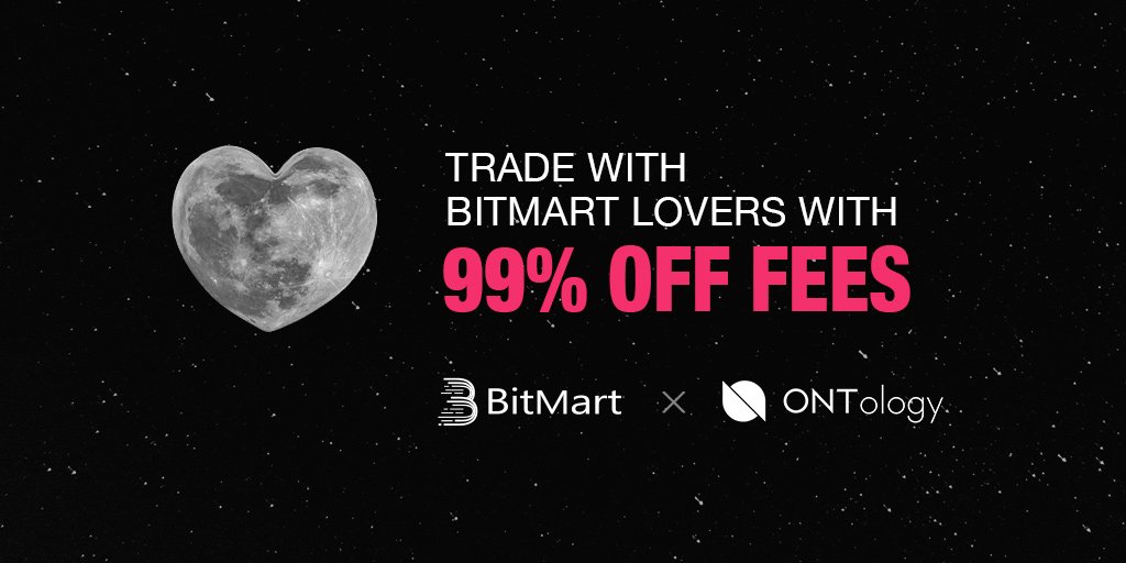 BitMartExchange's tweet photo. ๐ Congrats to @OntologyNetwork (ONT) for being one of our BitMart Lovers!
โค๏ธ Come and trade #ONT/BTC and ONT/ETH with 99% off trading fees! It's time-limited from 2/13 10 PM to 2/20 10 PM EST.
๐ Trade Now: https://t.co/KJvr8ZuYjL
#BitMartValentine #BitMartLove https://t.co/qIa3v5JRBQ