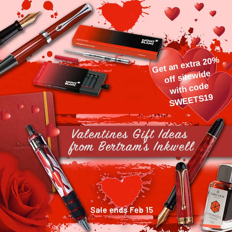 Two days left to get a sweet deal of 20% off sitewide with our SWEETS19 code! #valentinesday #sale #fountainpens #ink #bottledink #paper #notebooks #stationery