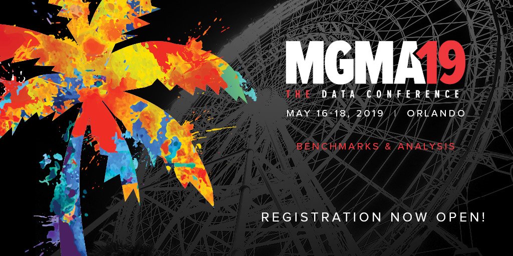 MGMA's tweet photo. It’s time for a data-driven conference in a data-driven world. Join us in sunny Orlando this May and learn how to use your data for positive change in your #healthcare organization. Register today for the #MGMA19DC | The Data Conference. https://t.co/88i22soKd3 https://t.co/BkUMvn7Ol7