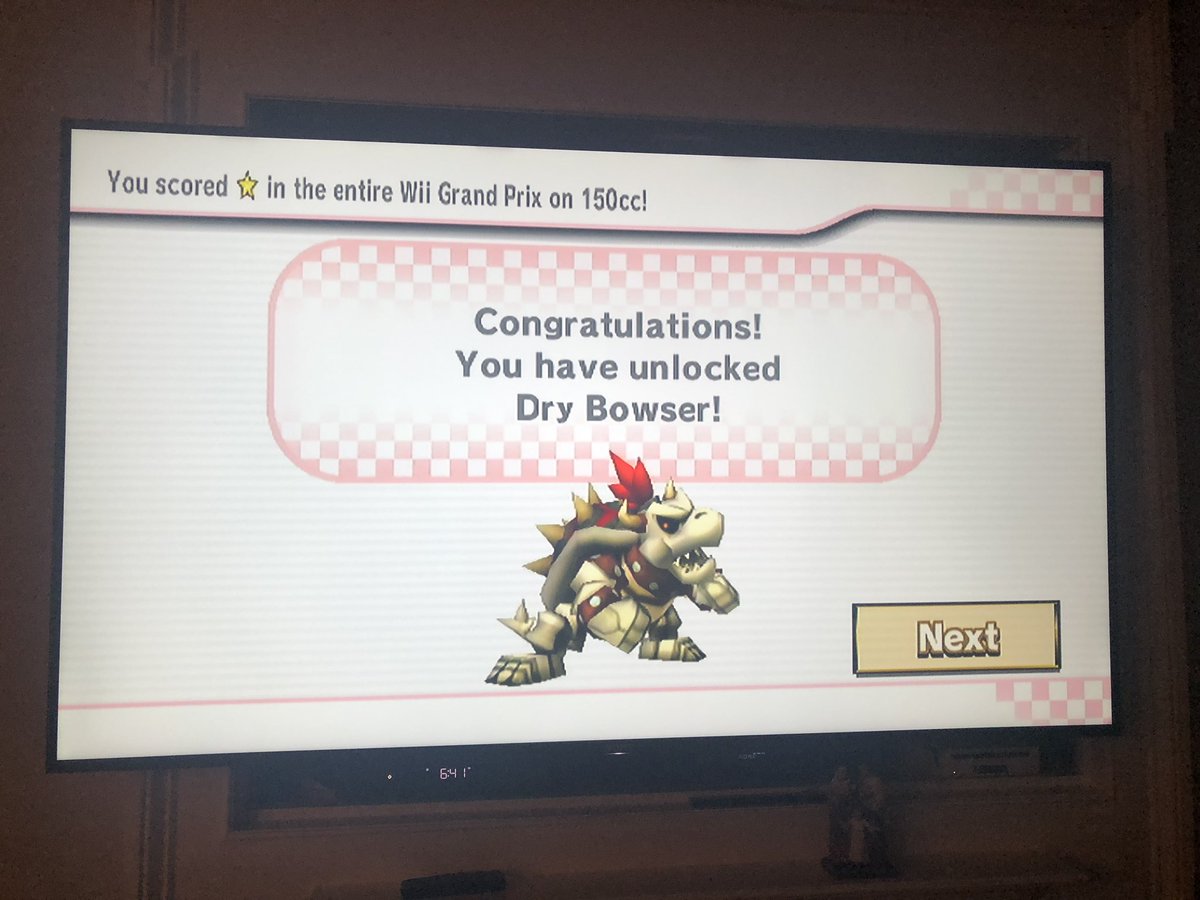 This is huge finally unlocked Dry Bowser in Mario Kart Wii #OldSchool  @NintendoAmerica my kids are pumped!, image size:1200x900