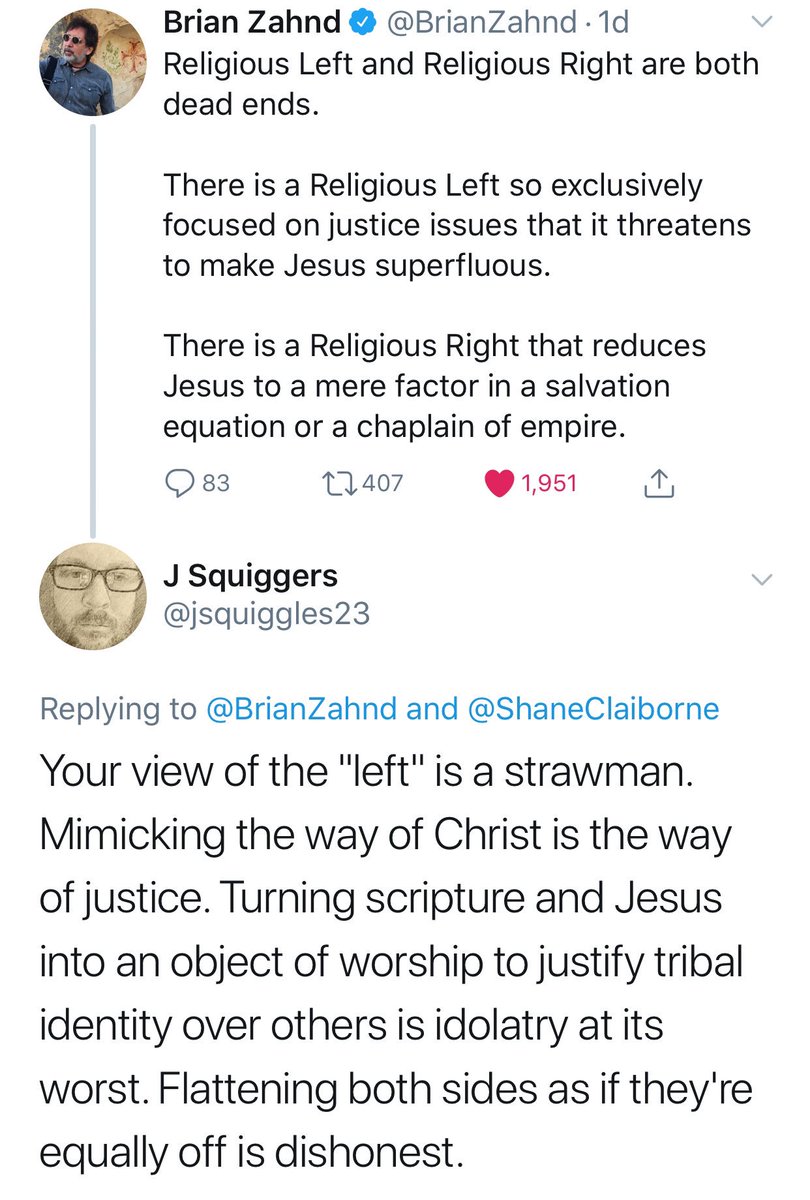 TheGoodWineBlog's tweet image. A lot of religious leftists ripped @BrianZahnd for his take in the first image, but he was predictably proven right (see the tweet and response in the second image). “Justice” without Jesus is an idol.