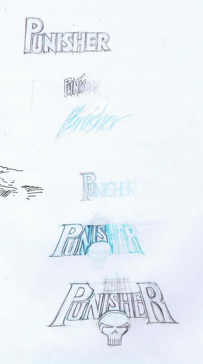 CoolComicArt's tweet image. The Punisher title logo, 1985 designs by Kevin Nowlan @KevinNowlan