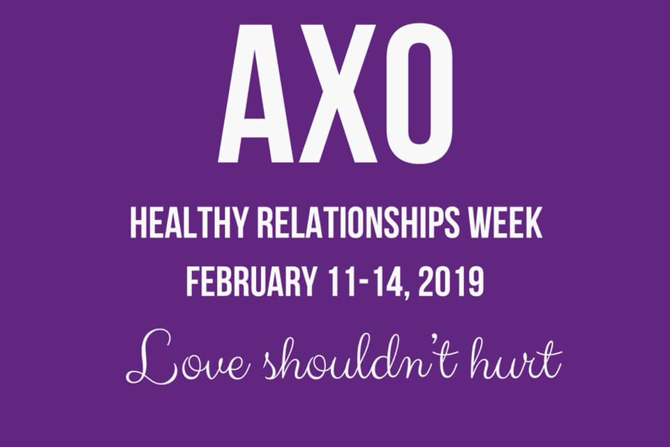 AXOCalPoly's tweet image. Happy Healthy Relationships Week! Tomorrow we will be having a "Love Is" booth on Dexter and a "Throw Pies Not Punches" event at our house. Come spread love and positivity towards healthy relationships! 🥰💜