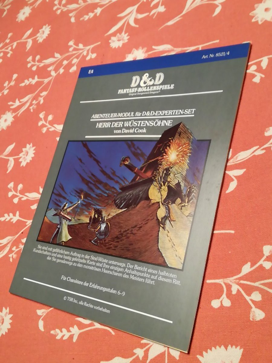 #RPGFebruary - Tag 14 - grhen wir doch mal zu dem über, was es auch auf Deutsch gibt. Mein zweitliebster Autor #DavidCook mit dem Aufgallopp der Wüstensöhne-Miniserie. Alleine die fiesen Bhut und die Dschagannath, die auf dem Cover zu sehen sind, rocken unheimlich.