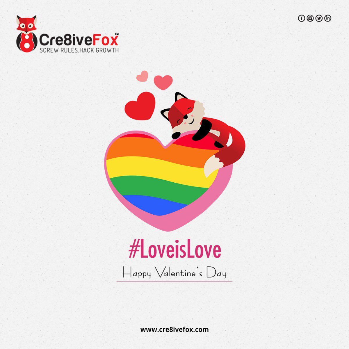 Cre8iveFox's tweet photo. Love has never or will never hurt anyone or anything. It's an imperishable feeling between two compassionate individuals. Treat everyone with respect and kindness and the World will be a better place for all. 
Team Cre8iveFox wishes all you Lovely people a #HappyValentineDay. https://t.co/W9FDtb4rCF