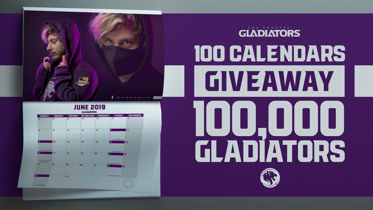 LAGladiators's tweet photo. JUST IN TIME FOR MARCH.

Due to underwhelming demand, the official 2019 Gladiators Calendar is here.
A batch of 100 will be given away internationally!  You're welcome.

ENTER HERE : https://t.co/26Kp20WGre https://t.co/6DeLKfn4YS