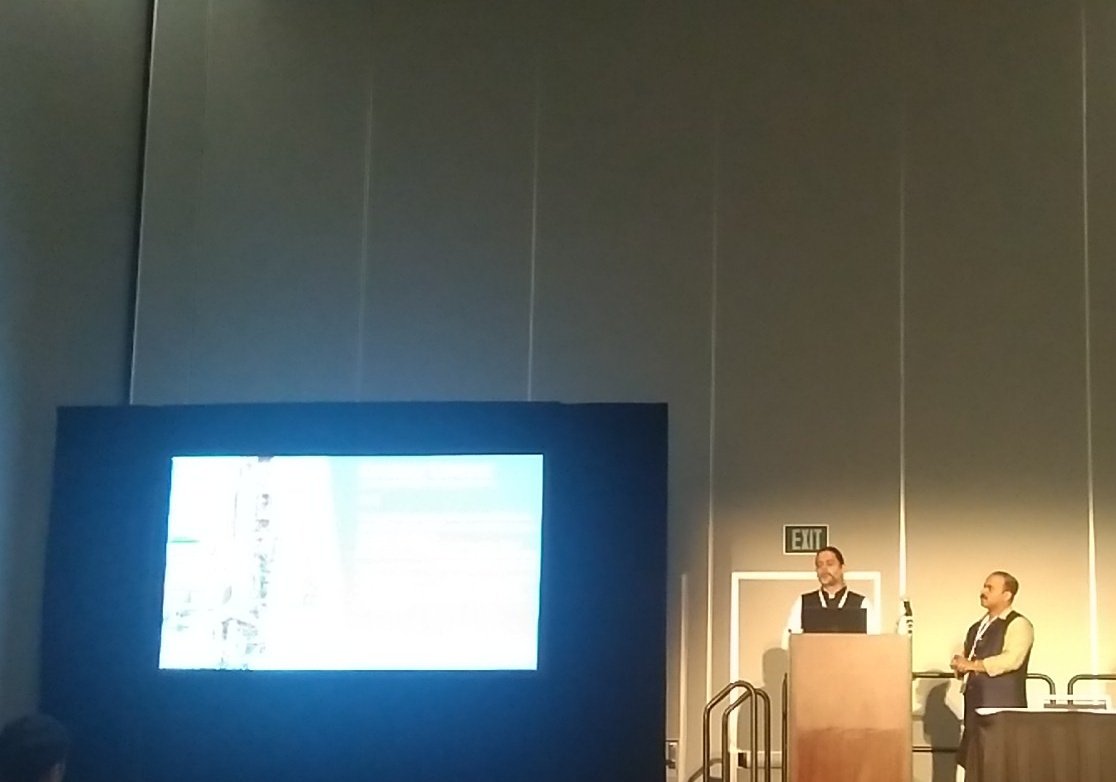 cateinatech's tweet photo. Curtains up! On stage, Biju and Rajish presenting our case study at #Think2019 https://t.co/snIs4TdwrO