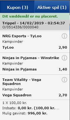 REKLAME FOR DANSKE LICENS SPIL A/S (+18 år)

Jeg har her lavet en kupon med nogle kampe jeg føler er risikoen værd.

Specielt stor risiko på Vega - Vitality 

Spil med på <a href="/eOddset/">AXEoddset</a> (+18 år)