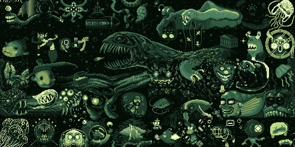 LumpyTouch's tweet photo. Lumpy Weekly 31
Theme: Deep Ocean
Palette: AMMO-8
The deep ocean is fascinating. Also a place I'd never want to be.
Huh... I expected more angler fishes!
#pixelart #lumpyweekly #lumpytouch #ocean https://t.co/NqBxLnZteK