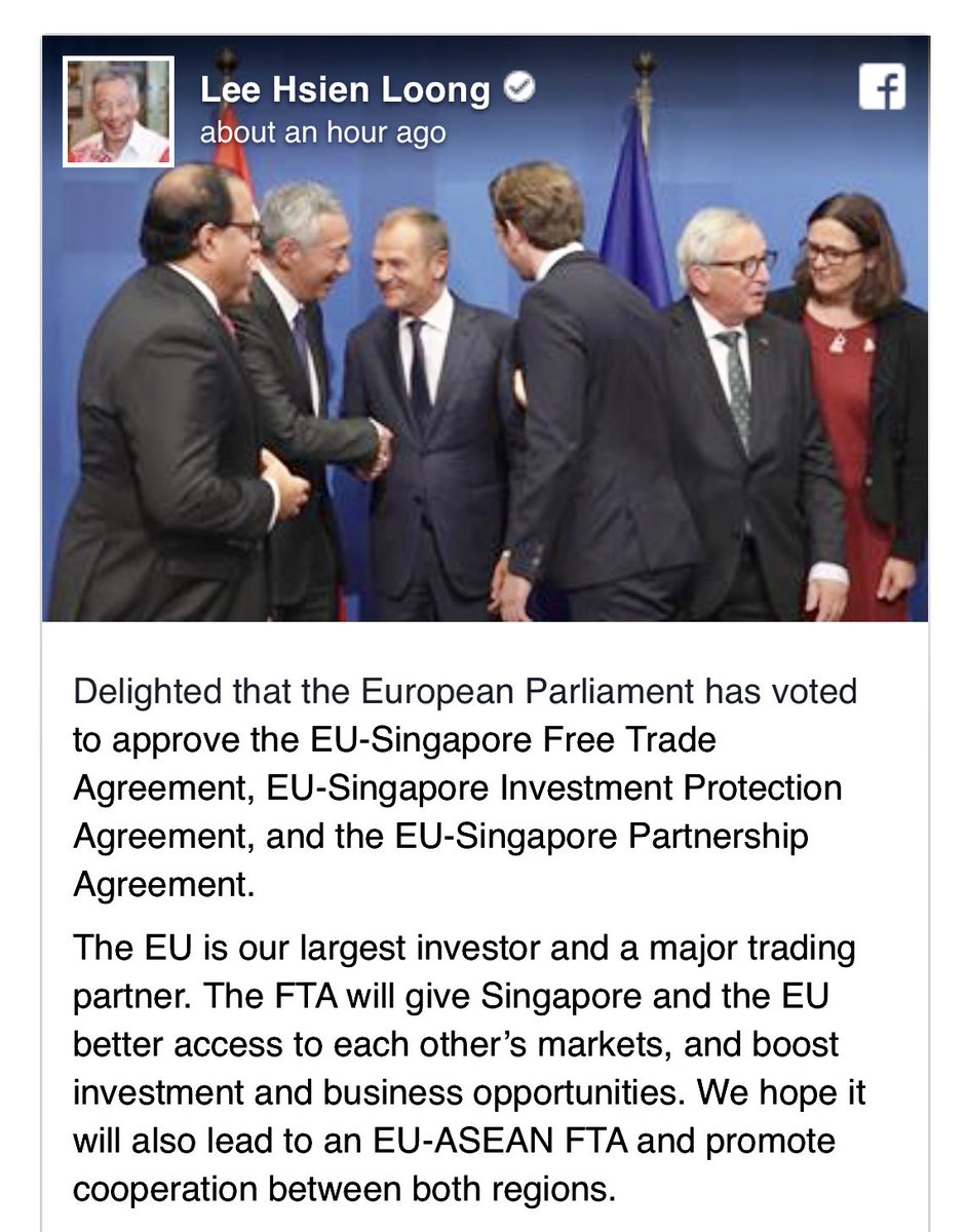 EUinSingapore's tweet photo. Thank you PM Lee.
#EUSFTA #EUSIPA #ESPCA https://t.co/0LzYpH0ewi
