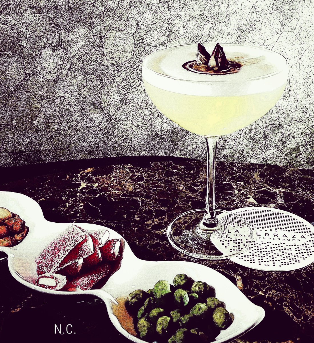 NicoleCavazzuti's tweet photo. #Madrid @HotelEmperador #pisco #cocktail #mixability #drink by #barman @anastasioluca #laterrazza #mixology @photococktail @totc @Diageo_News https://t.co/S27Knak7Ck