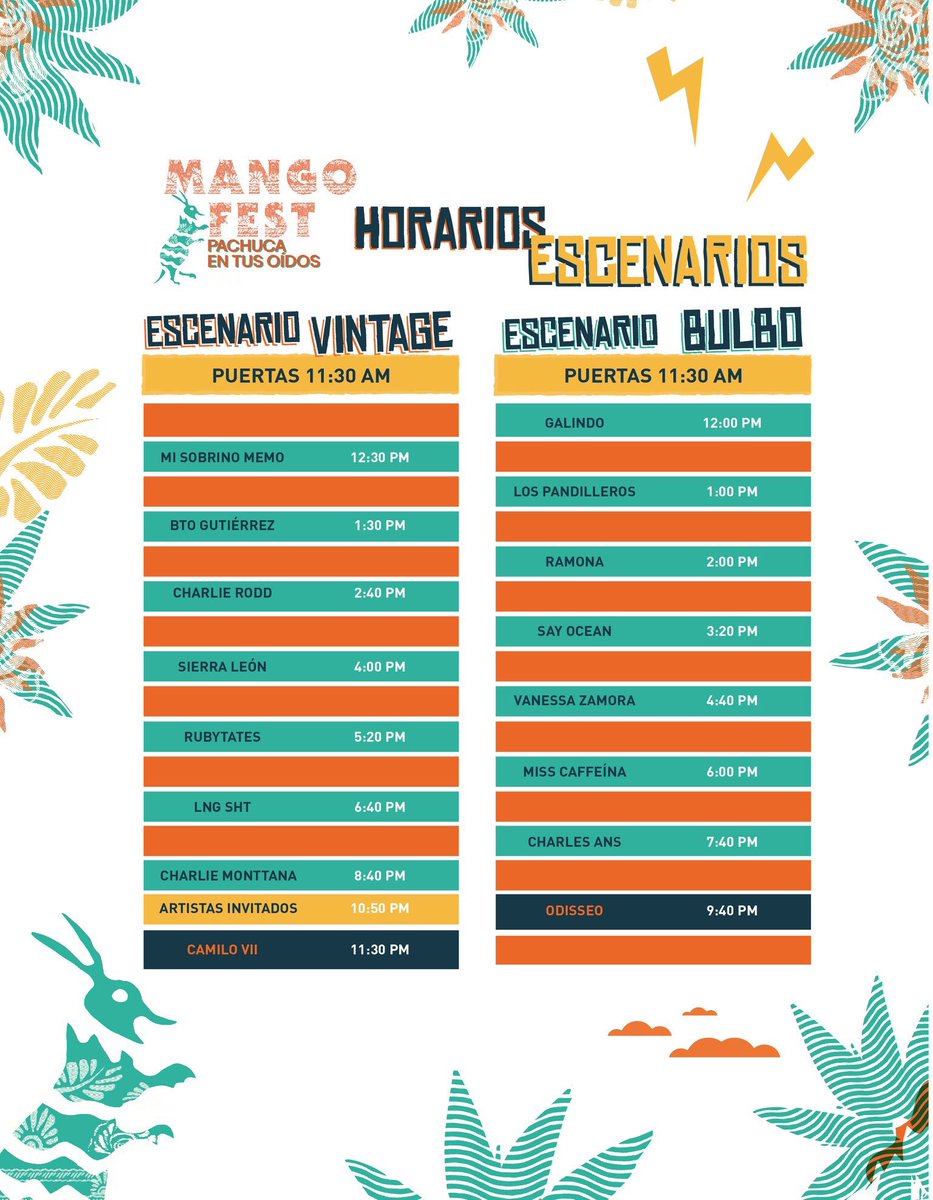 mango_fest's tweet photo. Ya estan los horarios #MangoFest 🤟🏻⚡️ https://t.co/zMX70dtxBe