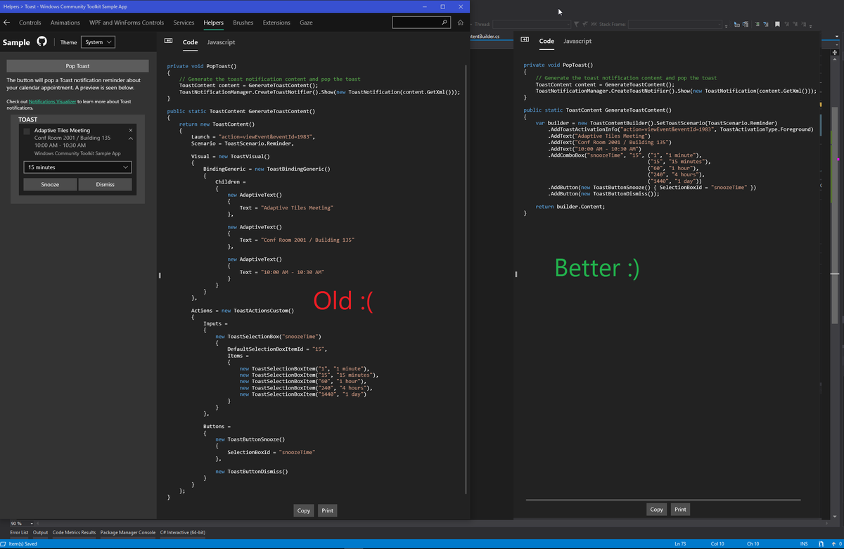 CodeScottLe's tweet image. Better? :) I think so. #WindowsCommunityToolkit #HaveToasts @windowsdev