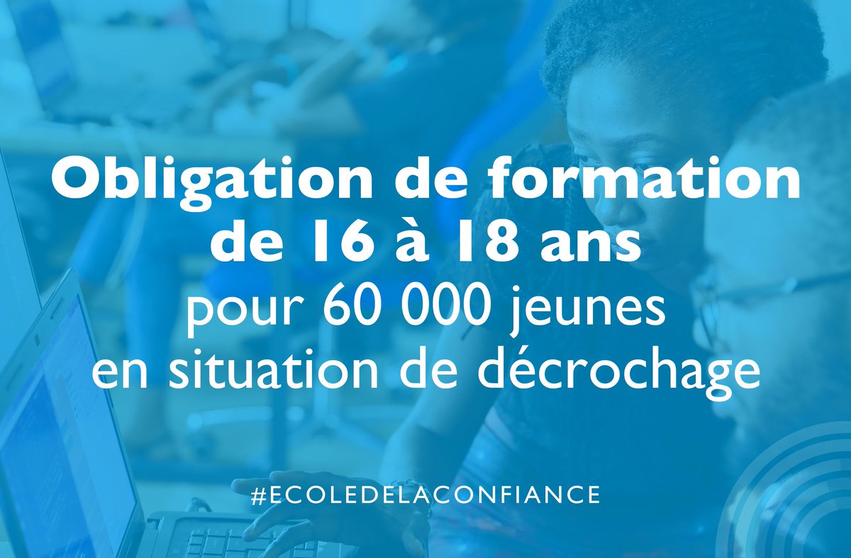 DeputesEnsemble's tweet photo. Pour ne laisser aucun jeune au bord de la route et stopper l'hémorragie du décrochage scolaire ⤵️
Nous avons adopté en séance hier, l'obligation de formation pour les jeunes de 16 à 18 ans. Idée originale de @fionalazaar 👏 #EcoleDeLaConfiance #strategiepauvrete #DirectAN #LaREM https://t.co/VsWXZhS9Oj