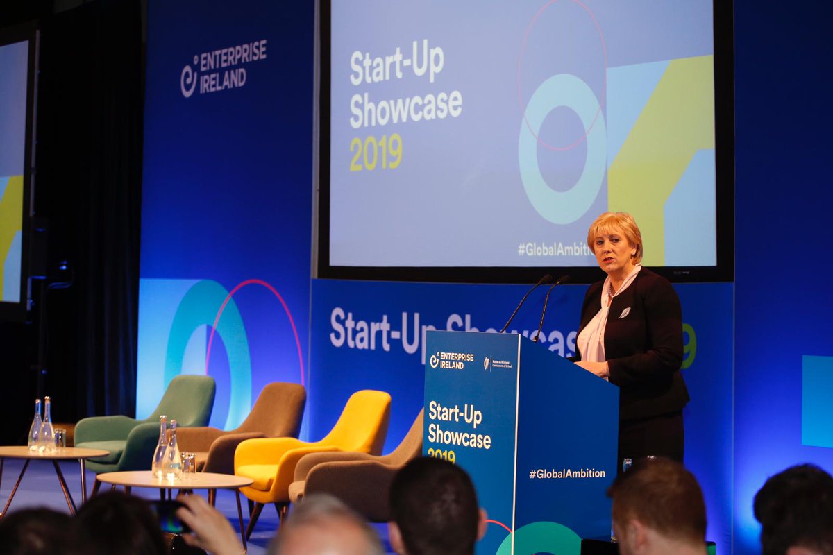 Entirl's tweet photo. 'It goes without saying, Brexit is a major challenge for businesses but with uncertainty comes innovation' - Minister for Business, Enterprise &amp; Innovation @HHumphreysFG discusses how Irish start-ups thrive during times of uncertainty at Start-Up Showcase 2019 #GlobalAmbition https://t.co/5lRACXNqUn