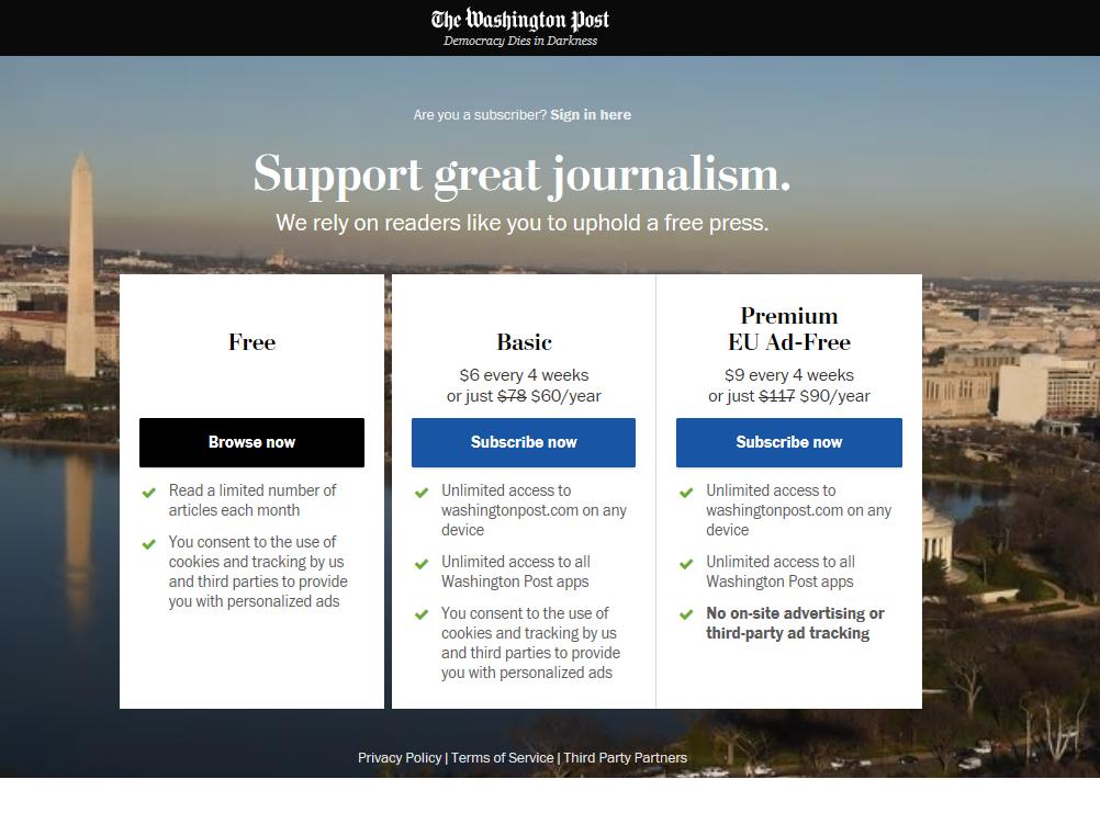 Basilegrims's tweet image. First time I see that as a part of an offer. No cookies or ad-tracking on your activity on the site. However, I can't say if it's smart or scary … Privacy will have a cost ? #webtracking