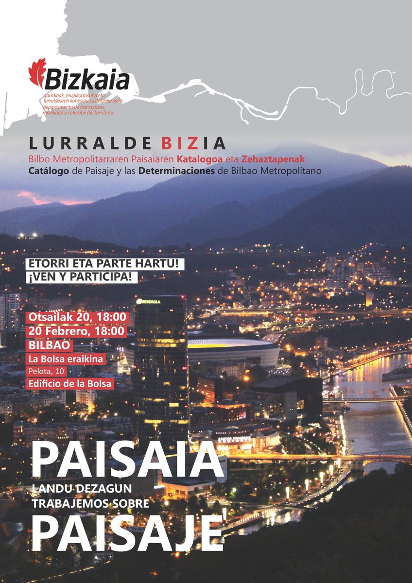 lurraldebizia's tweet photo. El miércoles 20 de febrero a las 18:00 estaremos en Bilbao para debatir sobre el Paisaje del Bajo Nervión y Bilbao.¡Te esperamos!
@miguelviar @aanero #BMLPP
@InfoBilbao @Arrigorriaga_U @BasaurikoUdala @GaldakaoBerriak @zaratamokoudala #Arrankudiaga #UgaoMiraballes #zeberio https://t.co/bgyQAb4dB2