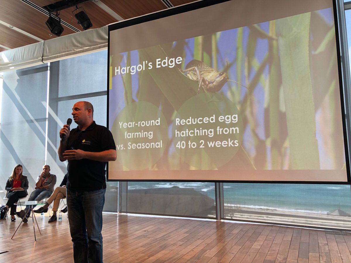 ElliottGotkine's tweet photo. This Israeli startup is raising $1.5m at $12m valuation to grow grasshoppers for the food & beverage industry. Apparently it’s the only halal and kosher insect, and is 70% protein. Yum! #thinkillpass @HargolFoodTech https://t.co/6HhHYWJrM0