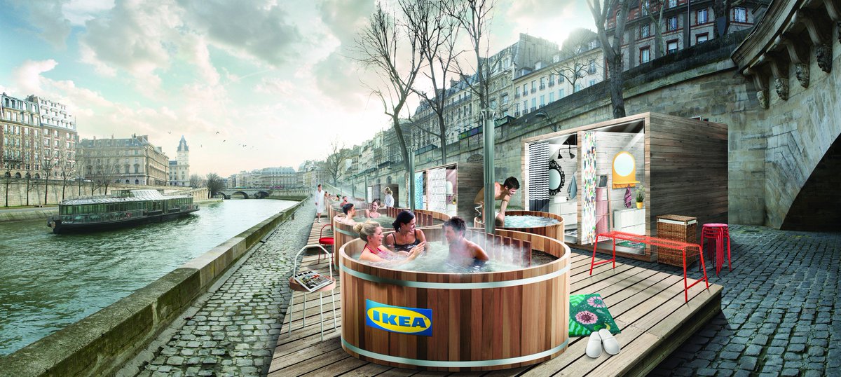 l_evenementiel's tweet image. VENEZ PRENDRE UN BAIN AVEC IKEA 💦

Du 1er au 3 mars, @IKEA et @ubi_bene installent 6 bains nordiques face à la Seine à l'occasion du lancement du catalogue dédié à l’univers de la chambre et de la salle de bain et proposent une expérience 100% scandinave avec Les Bains Ikea.