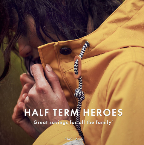 JoulesStIves's tweet photo. We've got your covered for half term, with up to 30% off our February Favourites! Whilst you are in St.Ives, don't forget to pop into @JoulesStIves #halfterm #selecteditems #Joules #gotyoucovered #cpmerainorshine https://t.co/s1YuVyDlPJ