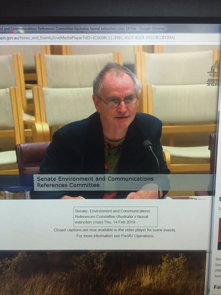 Wearing a thylacine shirt to a #SenateInquiry on extinctions. Well played, John Woinarski <a href="/TSR_Hub/">TSR Hub</a> . Well played.
