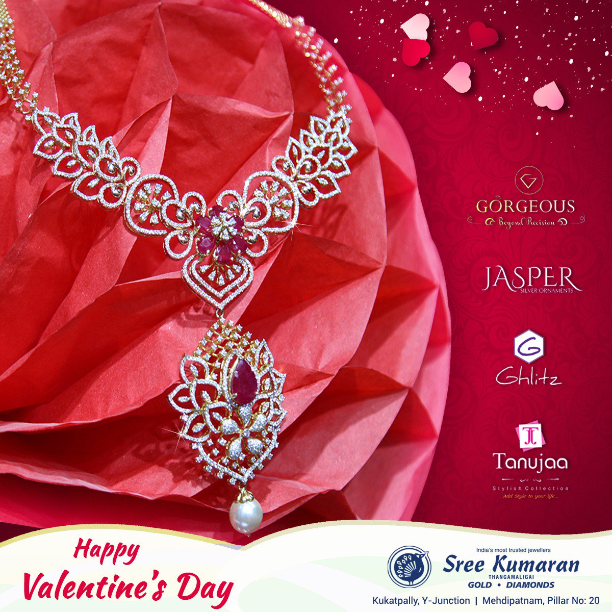 SKTM_Hyd's tweet photo. Make Valentine's Day❤️ more special by gifting your loved one with precious jewelry from Sree Kumaran Gold &amp; Diamonds. 
Let your love sparkle like gold and let it shine forever.
💕Happy Valentine's Day.💕

#Valentinesday #SreeKumaran #Jasper #Gorgeous #Glitz #Tanuja #Hyderabad https://t.co/1zt3Jrqkom