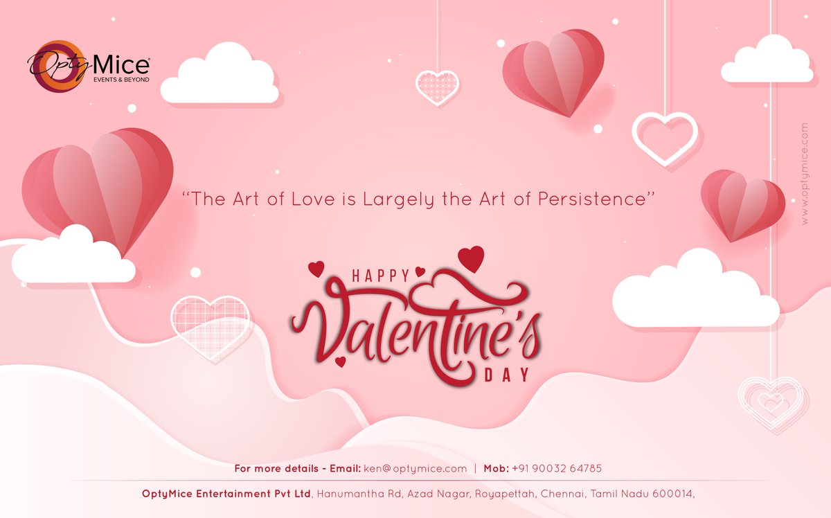 Optymice's tweet photo. Today is Valentine's Day - A great reason for letting you know how much #optymice appreciates you .
Wishing you everything that makes you the happiest , today and always . Enjoy the day .!! #valentinesday #optymiceentertainment #eventsandbeyond https://t.co/OiV1AXiwjK