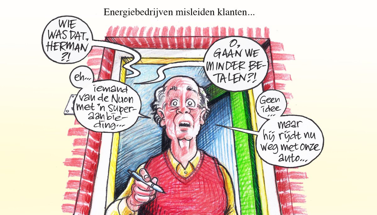 Vandaag in <a href="/DeGelderlander/">De Gelderlander</a>: Energiebedrijven misleiden klanten... #cartoon #energiebedrijven #colporteurs #nuon #misleiding #deurverkopers