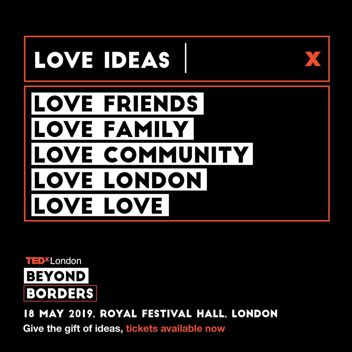ElliotHowells's tweet image. STILL not bought a #ValentinesDay present? Give the gift of ideas! (Even better if it’s to yourself). 10% off tickets to @TEDxLondon 2019 with the code LOVETXL until Sunday. tedxlondon.com