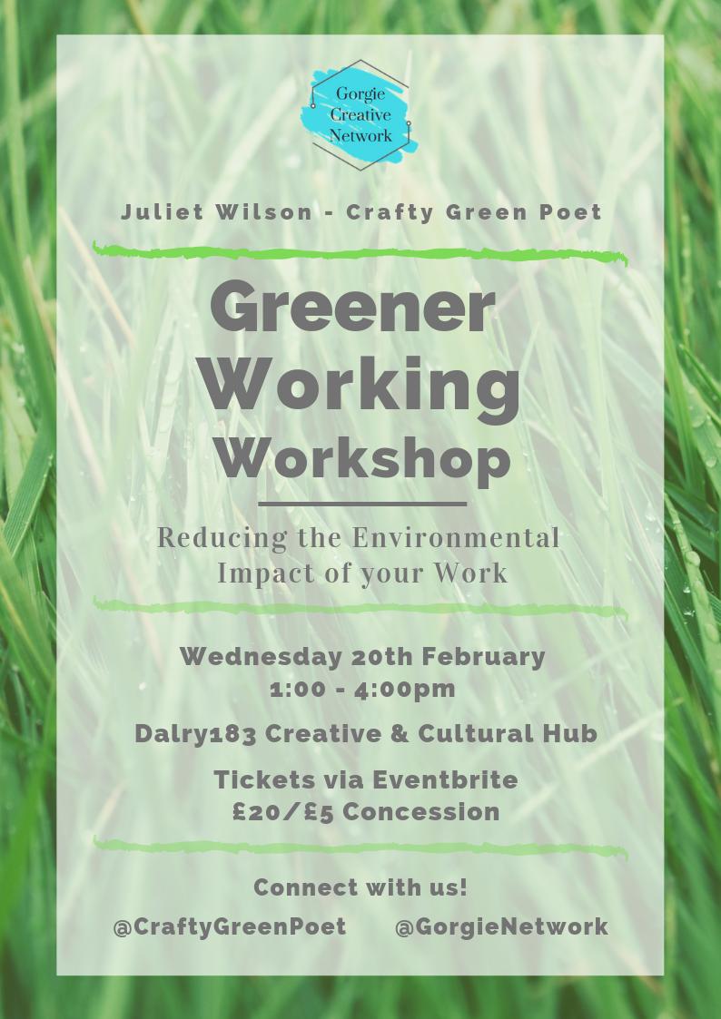 Show your L💚VE for our planet; our 'Greener Working' #workshop looks at making your #freelance &amp; #creative work more environmentally friendly!

We'll cover #green working practices, communicating your #values, #carbon footprint, #accessibility &amp; more!

bit.ly/2SxV4GS