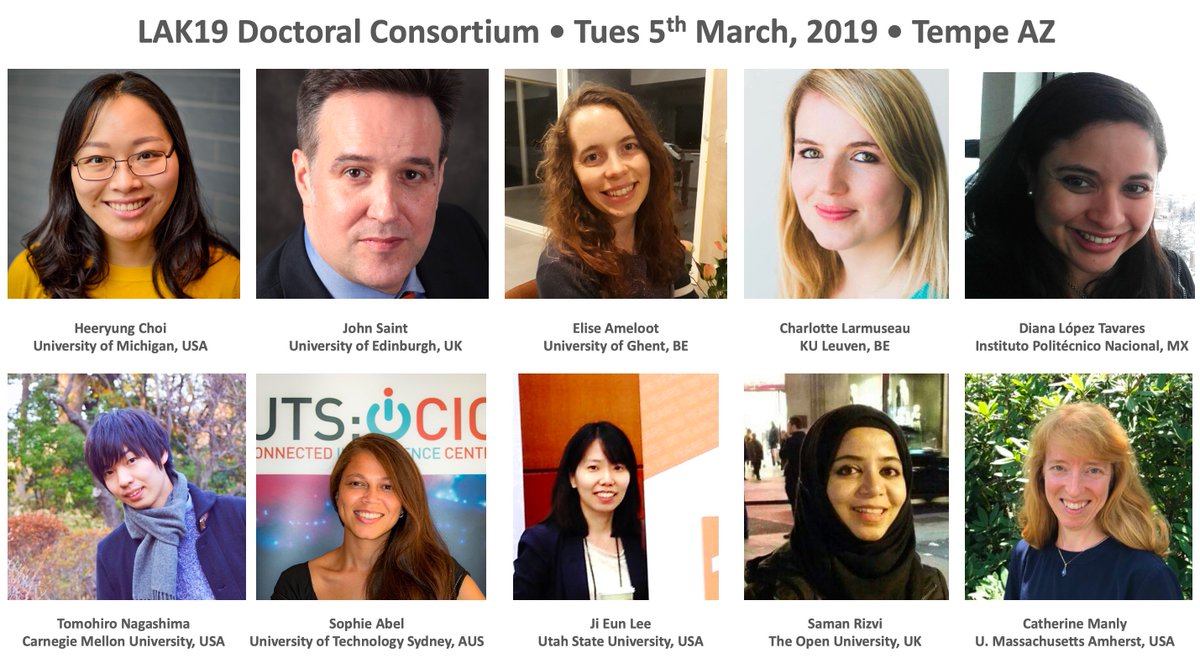 sbuckshum's tweet photo. #LAK19 Doctoral Consortium: introducing #LearningAnalytics next generation :-) 

The 10 doctoral researchers who made it to a full day of mentoring and networking: https://t.co/0F9bY2ZNVe With thnx to co-chairs Tiffany Barnes, Bruce McLaren &amp; Katrien Verbert https://t.co/PE9kwtjp8X