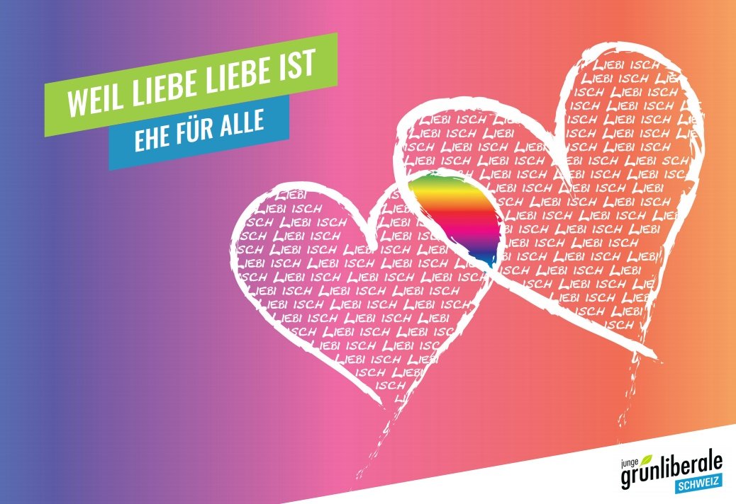 Weil Liebe, Liebe ist und weil sich Valentinstag heute nicht für alle Paare gleich anfühlt. Es ist Zeit für die #Ehefüralle! <a href="/jglpCH/">Junge Grünliberale</a>