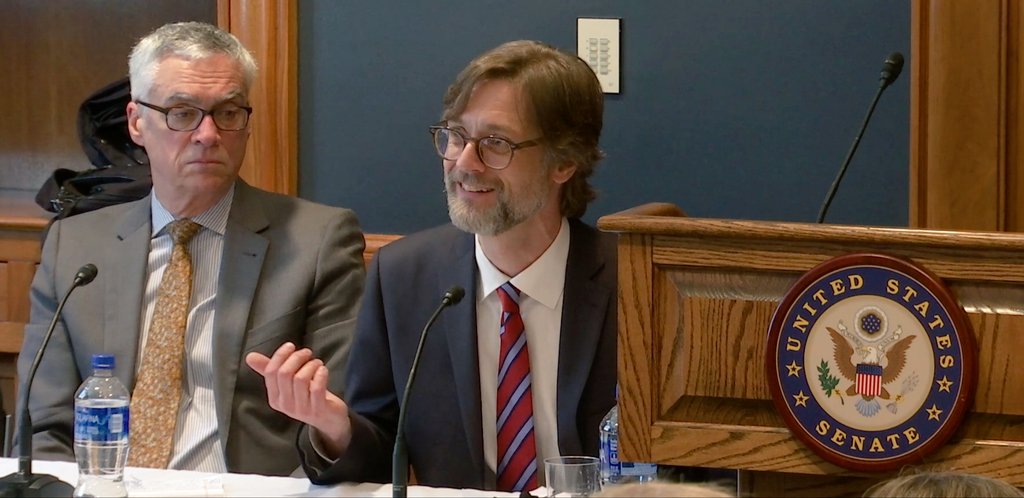 caorilne's tweet photo. I was on a panel last week in the Senate with climate scientists, Ashley Finan of @theNIAorg, and @NewFireMovie director David Schumacher. 

It was standing room only to talk about climate and advanced fission! 

Thanks to hosts: @CoryBooker &amp; @SenWhitehouse &amp; staffs! https://t.co/YIGvjMnYub