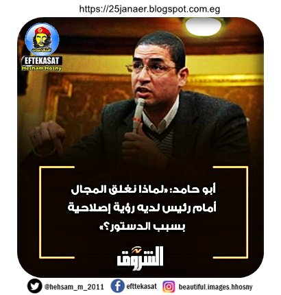 أبو حامد: «لماذا نغلق المجال أمام رئيس لديه رؤية إصلاحية بسبب الدستور؟»