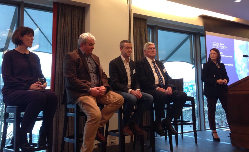 CorkChamber's tweet photo. Lively panel discussion on driving community projects, lasting social enterprises and making positive impact. All with support of @SInnovationIRL mentoring, funding and connections. #corkchamber200 #WeAreCork https://t.co/gUnNBxmaUx