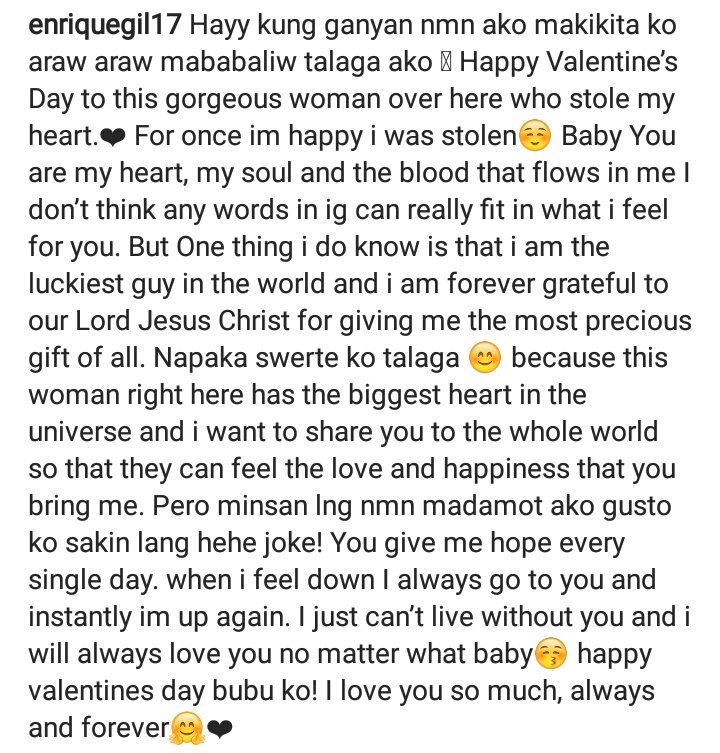 Liza Soberano Fans (@lizanianz) on Twitter photo THIS IS THE SWEETEST! Thank you <a href="/itsenriquegil/">Enrique Gil</a> for loving Hope ๐ Our hearts are overjoyed seeing you two this happy! ๐
#AloneTogetherThisVDay THIS IS THE SWEETEST! Thank you <a href="/itsenriquegil/">Enrique Gil</a> for loving Hope ๐ Our hearts are overjoyed seeing you two this happy! ๐
#AloneTogetherThisVDay