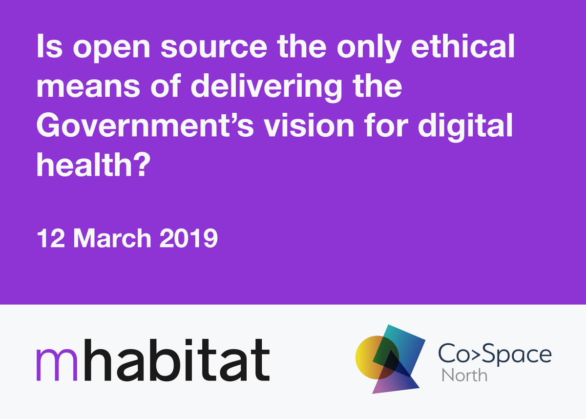 TweetsByThrive's tweet photo. On 12 March we are hosting our first evening event of 2019 @cospacenorthHQ 

Join us for a sparky deliberative and thoughtful evening’s discussion to explore the role of #opensource software in #digital #innovation for health &amp; care.

@VictoriaBetton

https://t.co/Bcc6IUTmmh https://t.co/z7nQL2xYq3