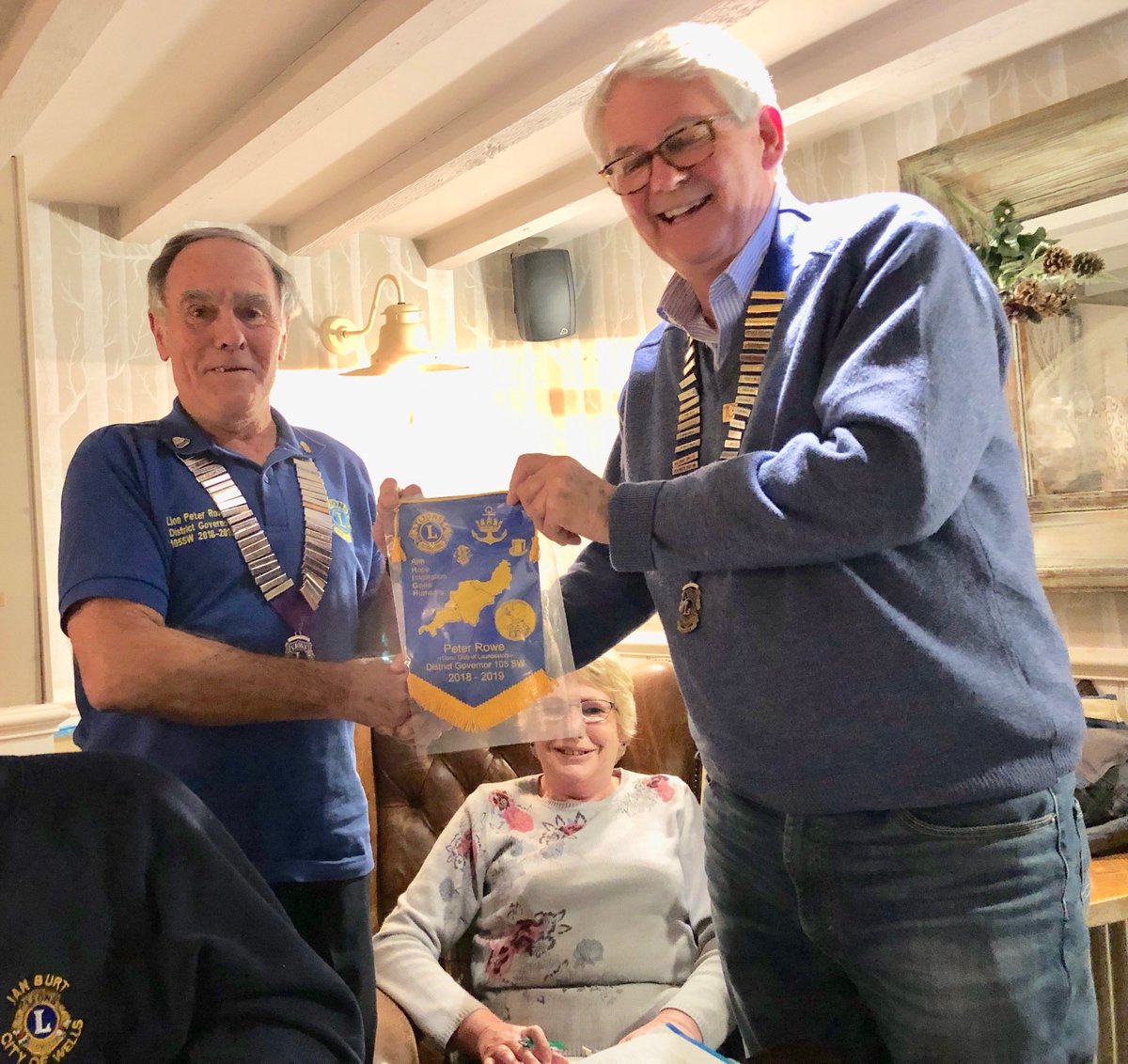 District Governor, Peter Rowe and his wife Christine we made very welcome at this week's meeting of the City of Wells @LionsClubsUKIRE