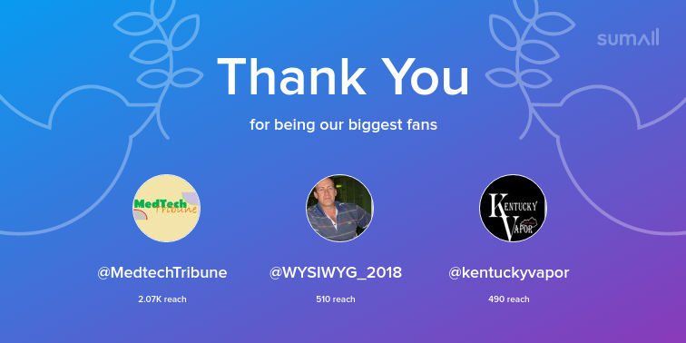 ReviewslikeaSir's tweet photo. Our biggest fans this week: @MedtechTribune, @WYSIWYG_2018, @kentuckyvapor. Thank you! via https://t.co/84sHzl8l5i https://t.co/xwSUpNS4e4